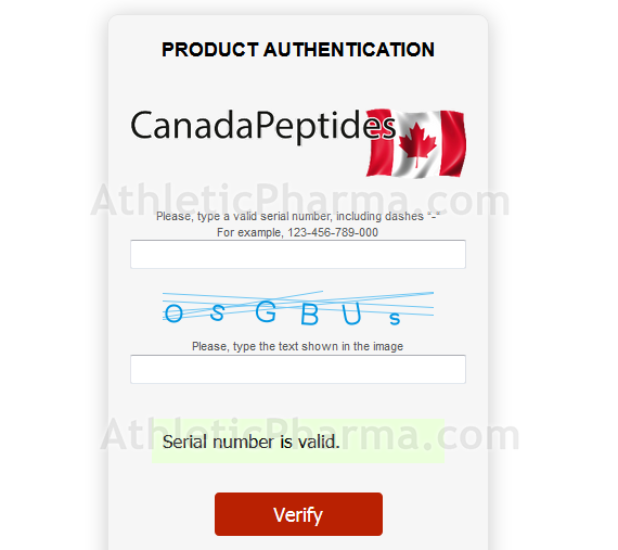 Проверка Ipamorelin (Canada Peptides) по верификационному коду